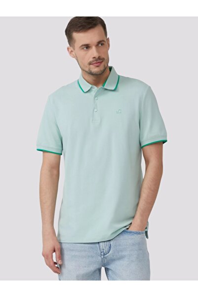 s.Oliver Men's polo shirt with contrasting details, Mint green, 3XL