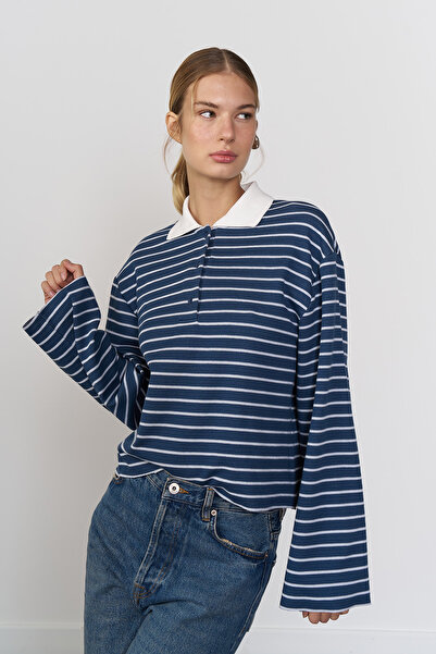 Beyyoglu Polo Yaka Çizgili Basic Tshirt