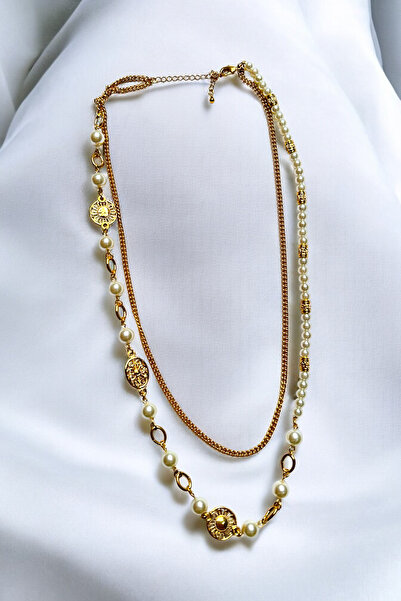 PETEK AKSESUAR Long Pearl Chain Multi-Stylish Necklace