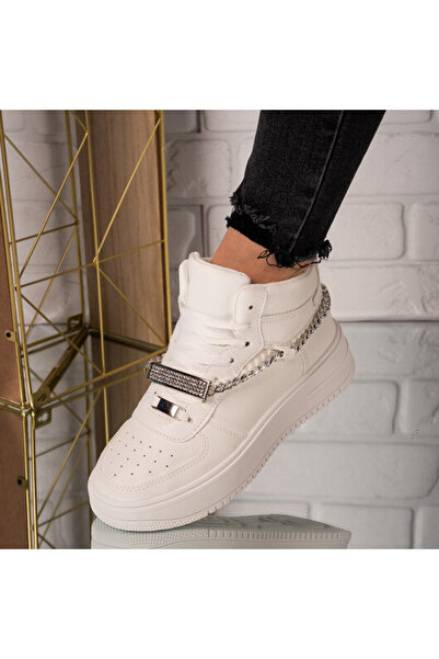 Sofia Store Sneakers dama din piele ecologica cu lantisor si pietre Raquela