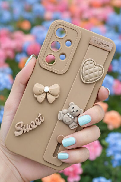 Samsung A52 Uyumlu Kılıf Kahverengi Renk 3D Figürlü Darbe Emici Yumuşak Silikon Kapak
