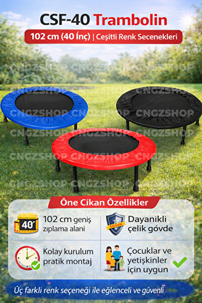 CNGZSHOP CSF-40-K Trambolin 102 cm (40 İnç) Kırmızı | Ev Tipi Zıplama Trambol...