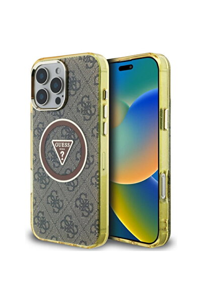 Guess Husa pentru iPhone 16 Pro - IML Metal Glitter 4G Circle Triangle MagSaf...
