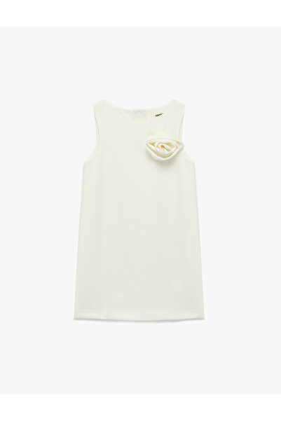 Koton Sleeveless Crew Neck Floral Applique Detailed Dress