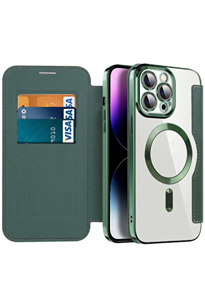 Techsuit Case for iPhone 14 Pro Max - SmartMag Book Case - Green