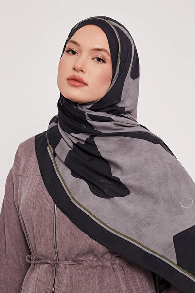 LuvenSara Patterned Silk Shawl - Lead Black