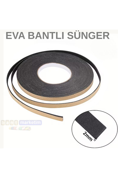 SLCMARKETİM Eva Neopren Conta Sünger Bantlı Sızdırmazlık Bandı 2mm Kalınlıkta...