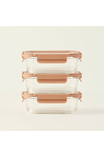 Bella Maison Terra 3'lü Cam Saklama Kabı Seti Bej (640 cc)
