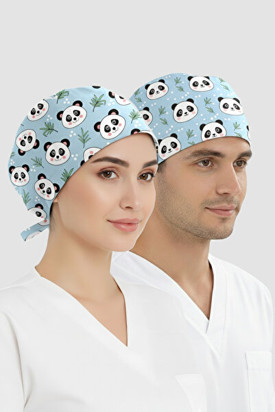 ÇİZGİ MEDİKAL Tatlı Panda Desenli Bone (Cotton Likra Kumaş)