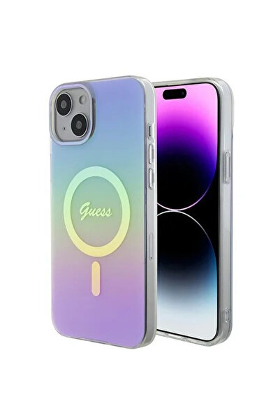 Guess Carcasă rigidă violetă IML Iridescent MagSafe pentru iPhone 15 6.1"