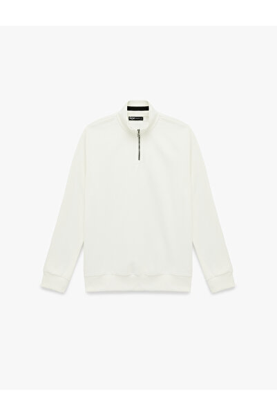 Koton Long Sleeve Ribbed Basic Half Zip Sweatshirt