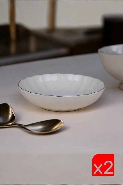 Kütahya Porselen Bone Luz Platin Mesh Bowl 25X6Cm 2000ml 2-Pack Bnlzf25Ks00