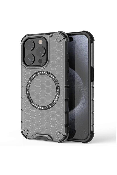 Techsuit Husă pentru iPhone 15 Pro - HoneyComb Shield MagSafe - Negru