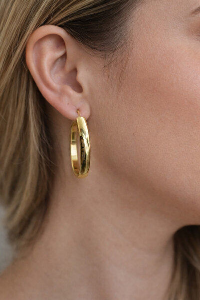 charmove ile kendinizi şımartın Gold color big hoop earrings