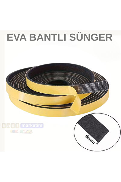 SLCMARKETİM Eva Neopren Conta Sünger Bantlı Sızdırmazlık Bandı 6mm Kalınlıkta...