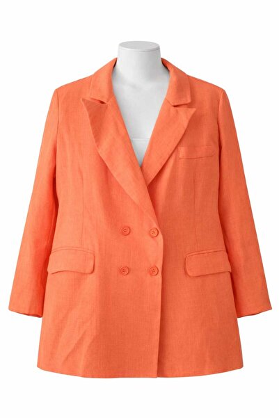 TR TURUNCU KRUVAZE DÜĞMELİ KADIN CEKET