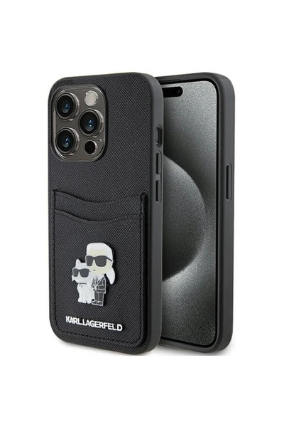 Karl Lagerfeld Broșă metalică Saffiano Cardslot Karl&Choupette