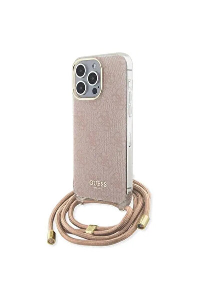 Guess Husă rigidă Crossbody cu cablu, 4G, imprimeu - Roz