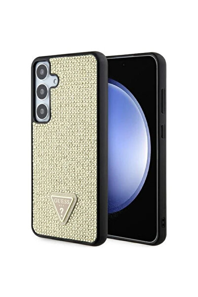 Guess Samsung Galaxy S24+ (S926) auriu husДѓ rigidДѓ Rhinestone Triangle