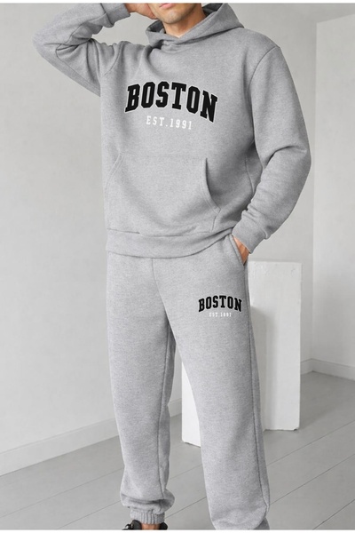 FUFLUNS Boston Est 1991 Printed Unisex Men/Women Hooded Oversized Bottom/Top ...