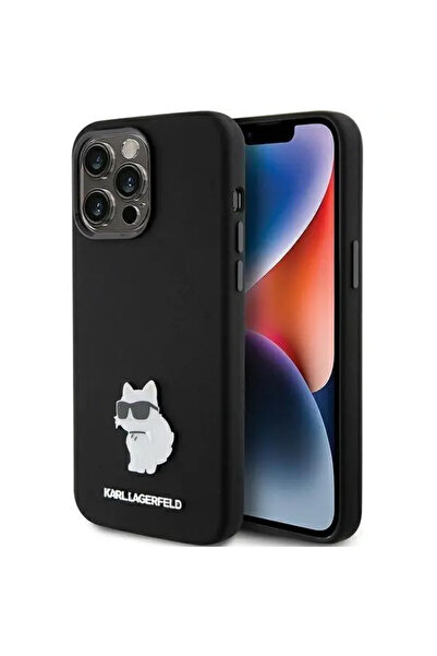 Karl Lagerfeld HusДѓ Silicone Choupette Metal Pin pentru iPhone 15 Pro Max, N...