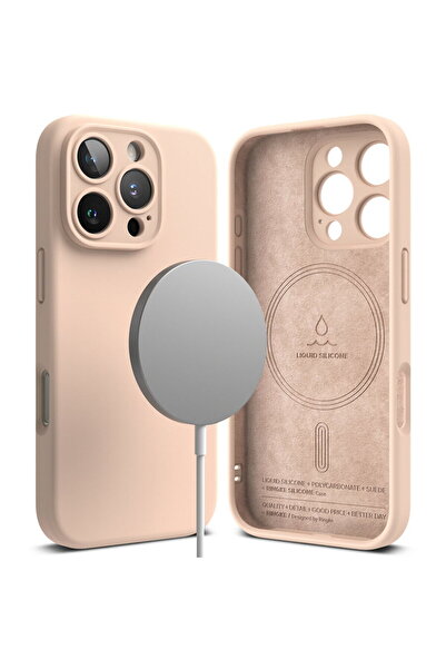 Ringke Husa pentru iPhone 16 Pro - Silicone Magnetic MagSafe - Pink Sand