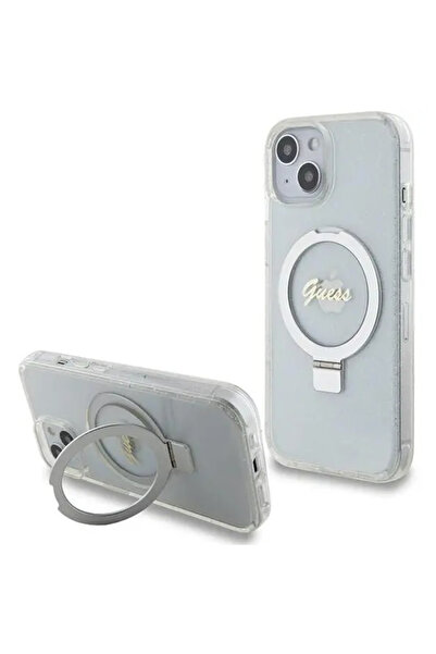 Guess iPhone 15 6.1" transparent husДѓ MagSafe cu inel-suport (Ring Stand) Sc...