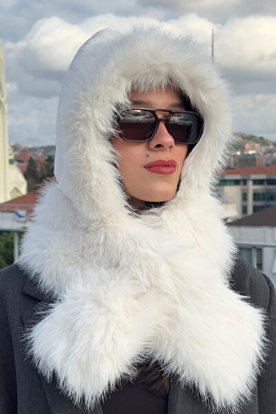 Mollycrush قبعة نسائية بحاشية من الفرو الأبيض |   موديل شتوي أنيق بغطاء رأس