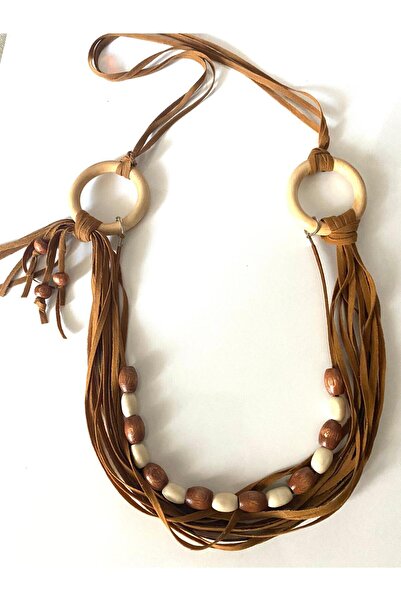 Canan Design Bohemian Authentic Suede Rope Wooden Ring and Beaded Necklace Sp...