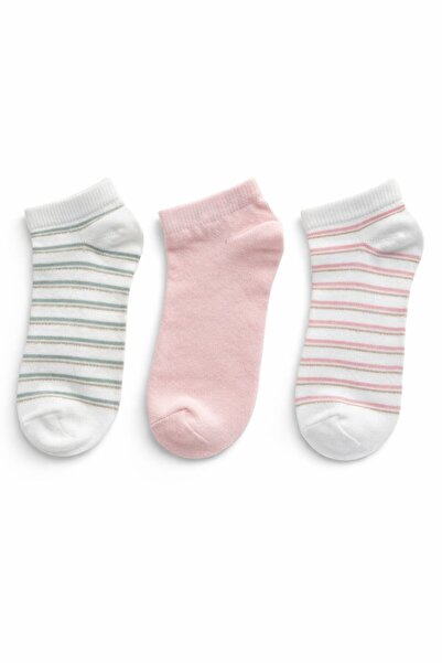 3-Piece Set for Girls Cotton Casual Socks – Striped and Plain Pattern, Soft Textured, Quality