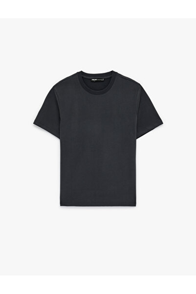 Koton Tricou cu mânecă scurtă din bumbac, cu croiala normală, basic guler rotund