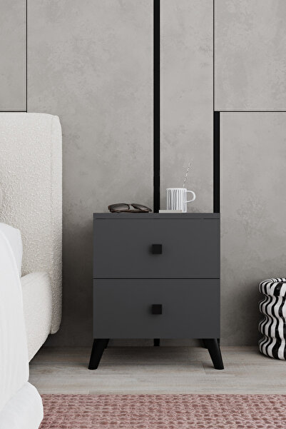 AYMOBSAN Arel 2 Çekmeceli Komodin Antrasit