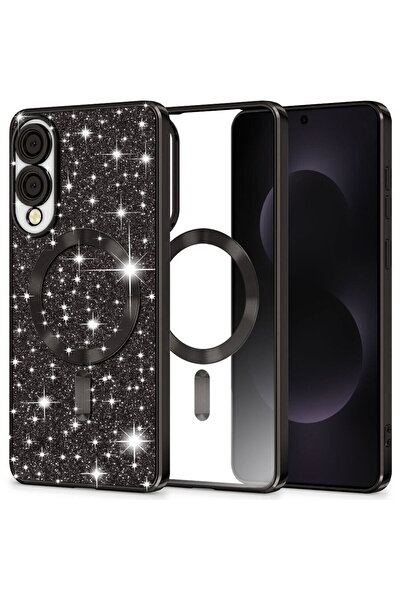 Techsuit Case for Samsung Galaxy S25 Edge - Luxury Glitter MagSafe - Black