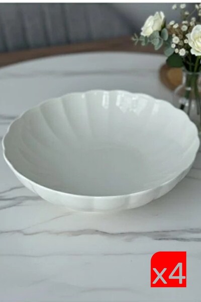 Kütahya Porselen Bone Luz Krem Bowl Kase 25x6cm 2000ml 4 lü BNLZF25KS00