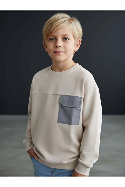 Zekids Hanorac subțire din bumbac pentru băieți, cu detaliu de buzunar