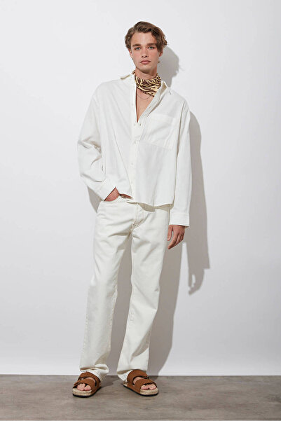 Beyyoglu Kontrast Dikişli Orta Bel Loose Jean