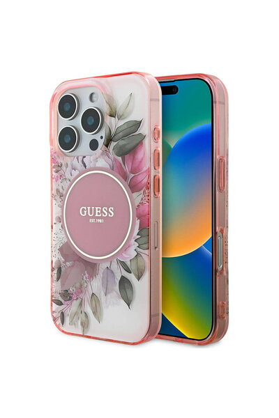 Guess Husa pentru iPhone 16 Pro Max - IML Flower & Tonal Circle MagSafe (GUHM...