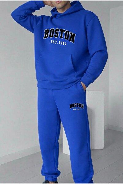 FUFLUNS طقم بدلة رياضية من BOSTON EST 1991 مطبوع للجنسين للرجال/النساء بغطاء ...