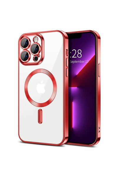 Techsuit Калъф за iPhone 13 Pro - Луксозен кристален MagSafe - Червен