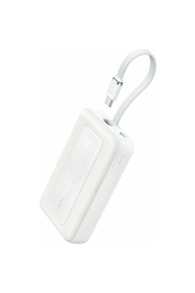 Anker A1689H21 20000 mAh, 30W, 1x USB-C, 1x USB-A, cablu USB-C incorporat Alb