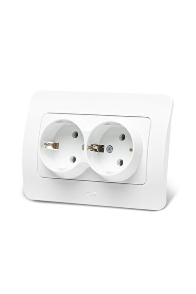 ELBİ Priza dubla Jazz, 220-240 V, 16 A, Alb