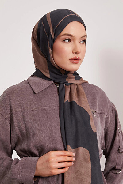 LuvenSara شال حريري منقوش - أخضر ظلي