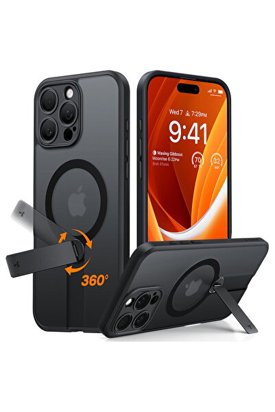 TORRAS Husa pentru iPhone 16 Pro - Pstand Spin MagSafe - Black