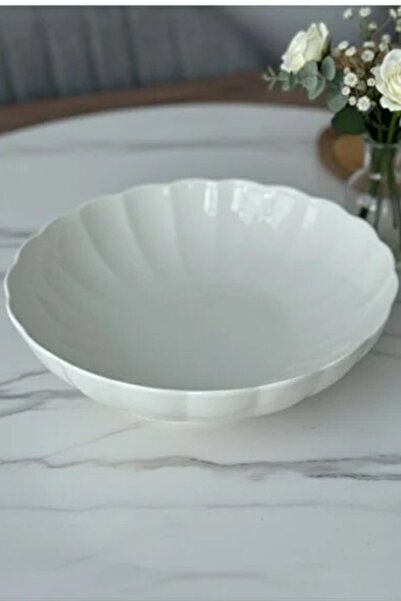 Kütahya Porselen Bone Luz Krem Bowl Kase 25x6cm 2000ml Tekli BNLZF25KS00