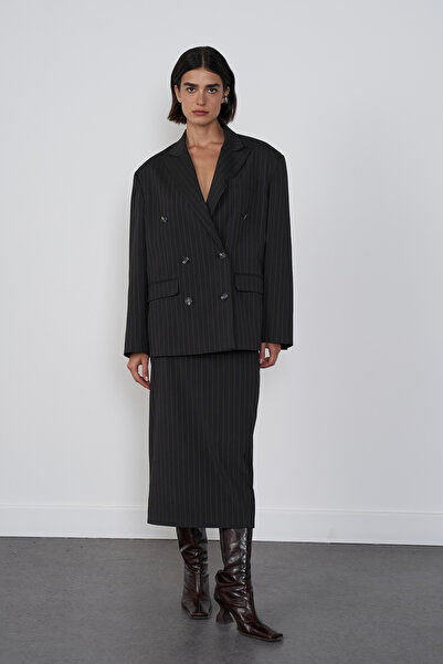 Beyyoglu Çizgili Oversize Blazer Ceket