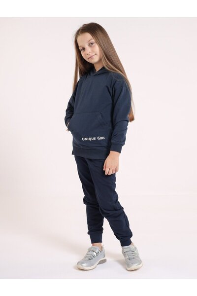 Bumbăcel Girls' Printed sweatshirt with pockets and cotton hood