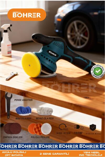 BÖHRER ÇİFT AKÜLÜ 12V OTO PASTA CİLA VE POLİSAJ MAKİNESİ