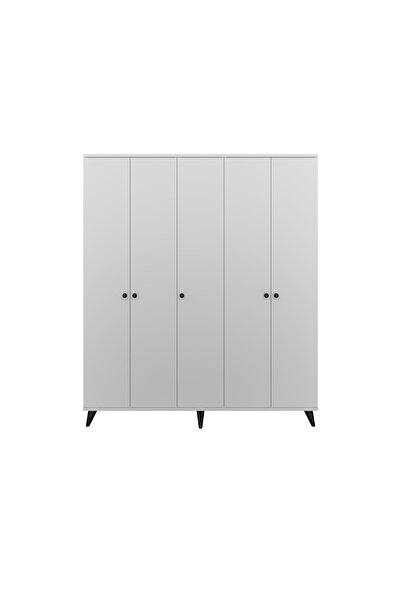 Dienni Simple Gardırop 7 Raflı 5 Kapaklı 2 Askılı 150x44x176 BEYAZ