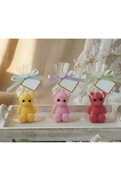 Biyeknesak 3'lü Sevimli Ayıcık Dekoratif Mum