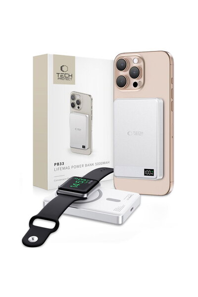Tech-Protect PB33, 5000 mAh, 15 W, Silver